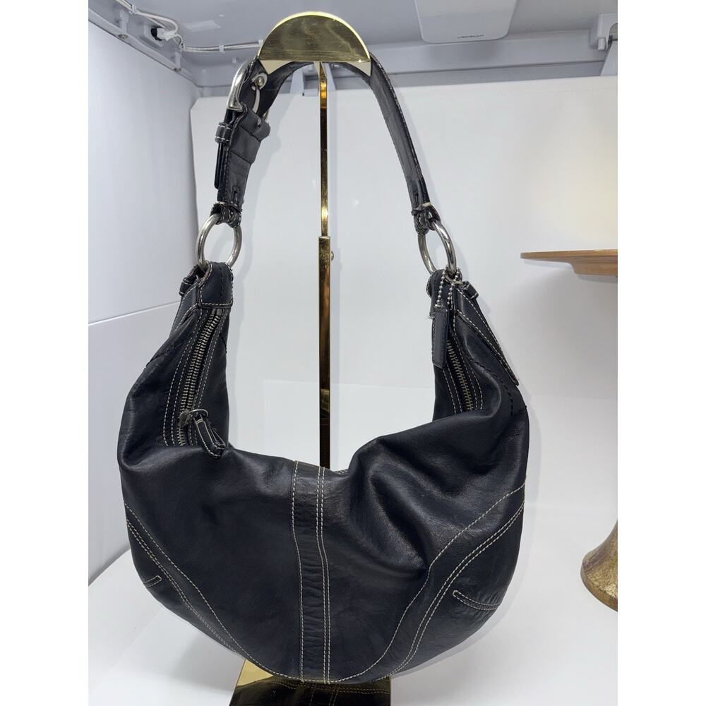 Vintage Coach Soho Hobo Large Black Leather Shoulder Bag Purse
